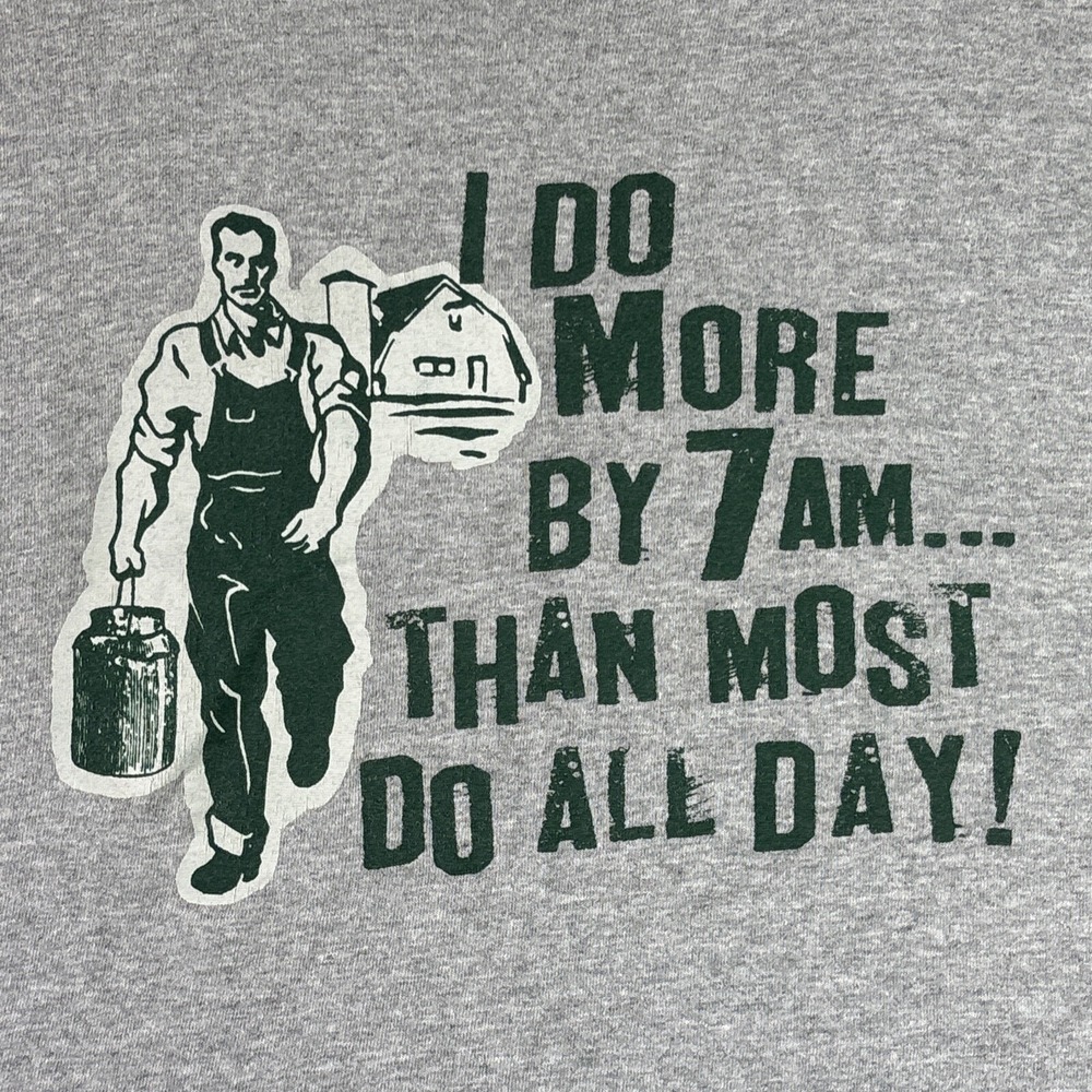 Vintage Graphic Tee Delta Pro Weight M Gray Cotton Blend Farmer More By 7am